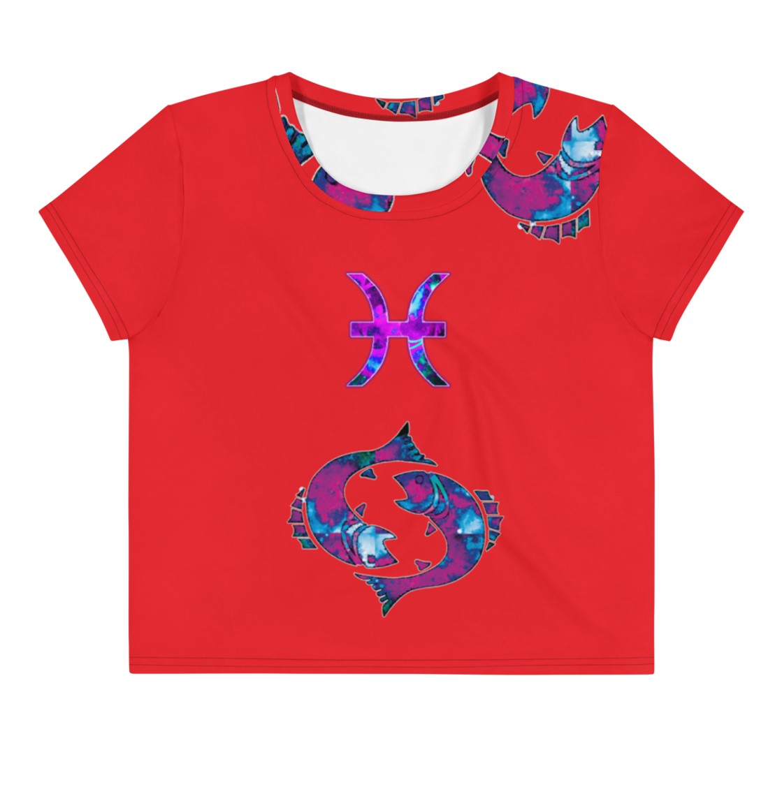 Girls Graphic Crop Tee. Waist length Crop Top- Pisces. WickedYo.
